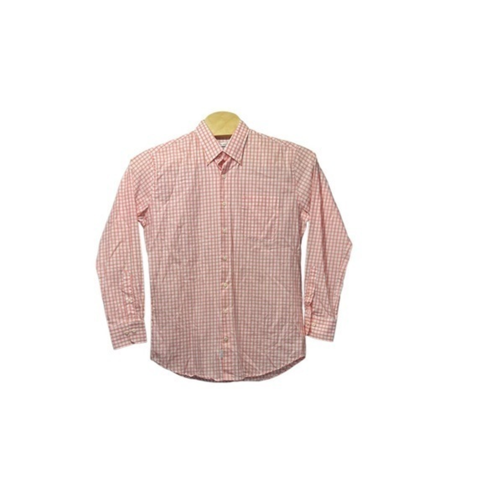 Peter Millar Men’s Shirt Button Up Pink Gingham Plaid Cotton Long Sleeve Size‎ L